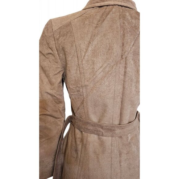 Vintage Mar-Del Mar Del brown long coat button up w/ belt repels rain &stains S - Picture 10 of 13